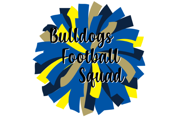 Blue Yellow Gold Bulldogs Football Pom Graphics for Crafts