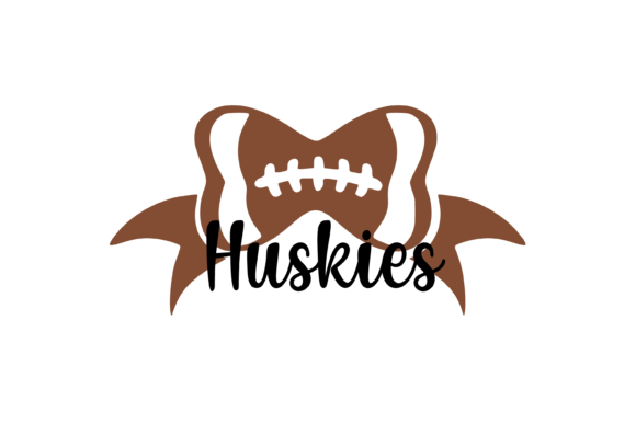 Huskies Football Bow Graphic for Crafts & Graphics