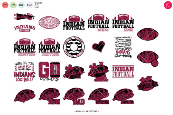 Indians Football Bundle: Graphics for School Spirit Crafts