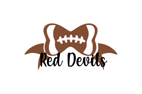 Red Devils Football Bow Graphics for Crafts & Branding